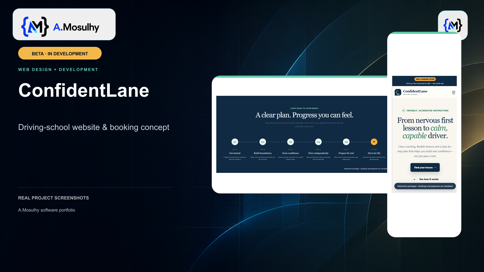 ConfidentLane — Driving School Website & Lesson Booking Concept