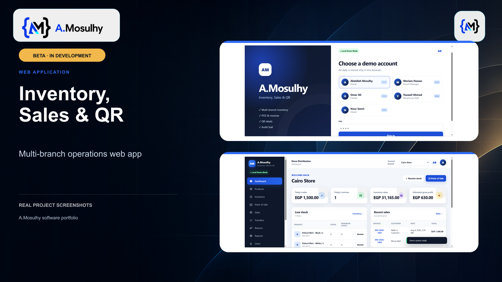 A.Mosulhy Inventory, Sales & QR — Multi-Branch Web App
